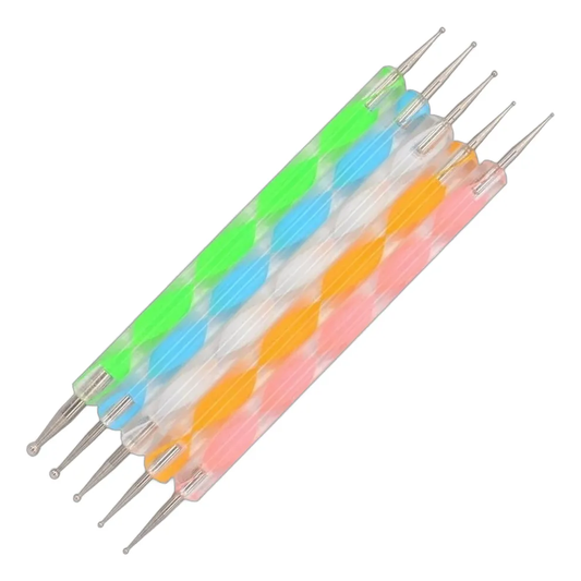Kit De 5 Pinceles Dotting Pen Doble Punta Decoración Uñas