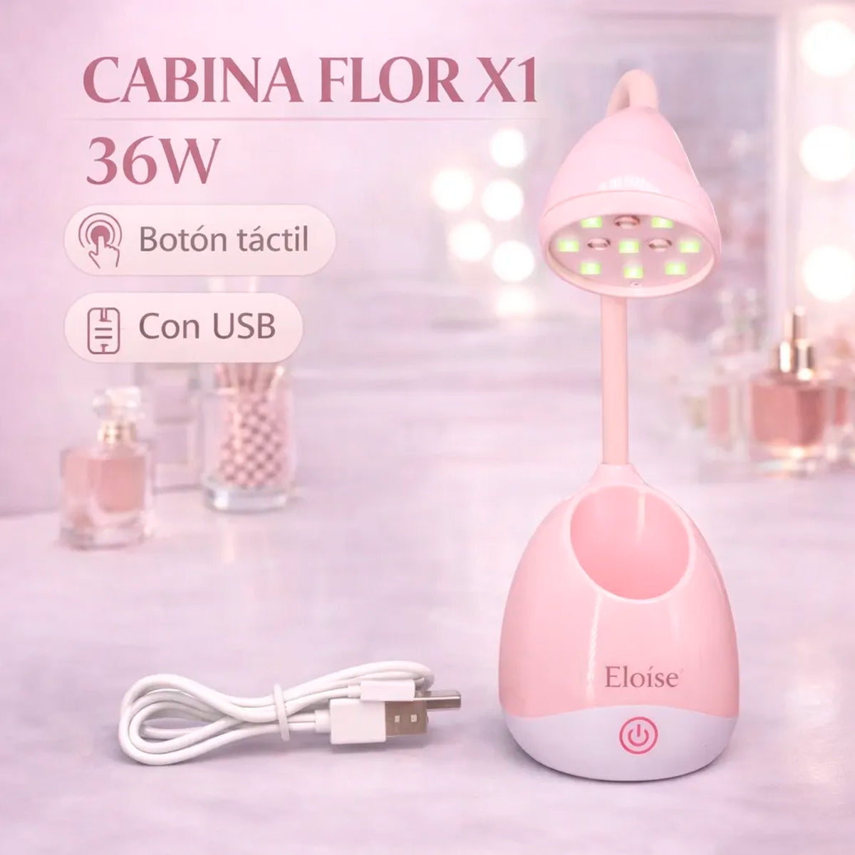 Cabina Lámpara Uv Led 36 Watts Uñas Esculpidas Eloíse Usb