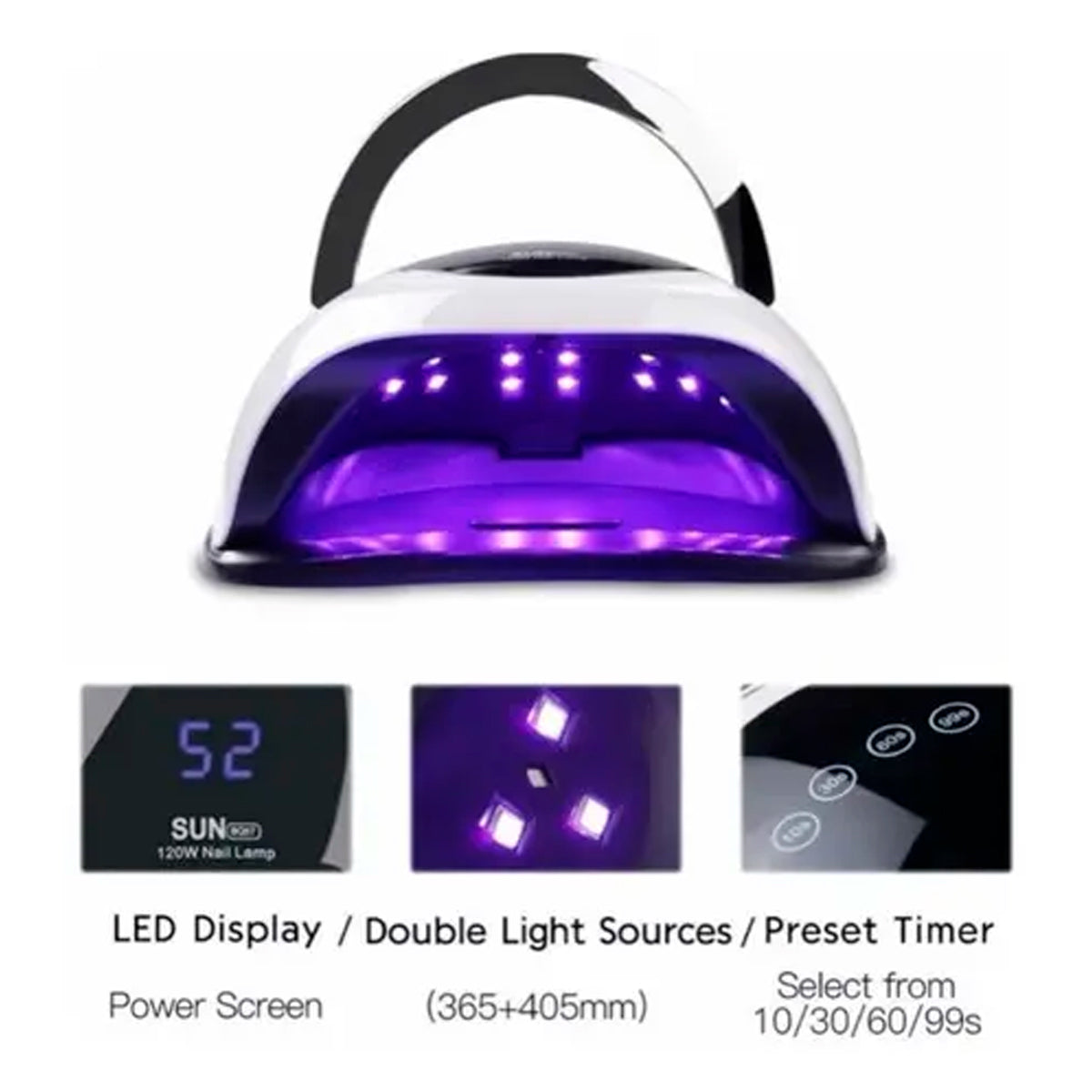 Cabina secadora de uñas LED 120W SUNUV BQ5T 24 lámparas blanca con timer