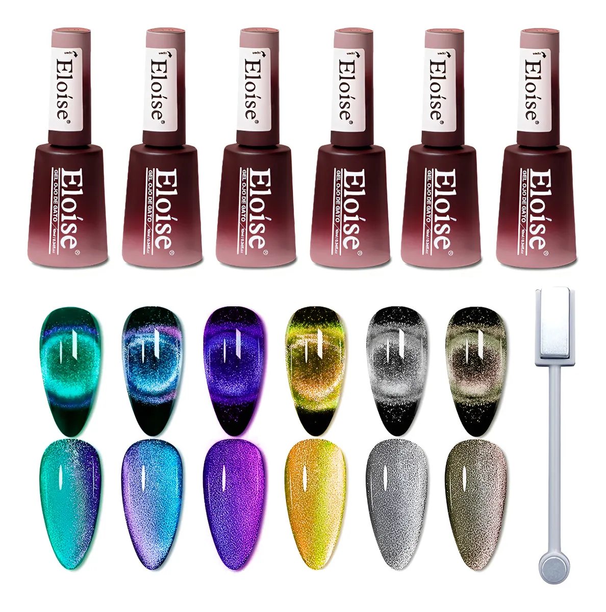 Esmalte Magnetico Gel Semipermanente Ojo Gato Kit X6