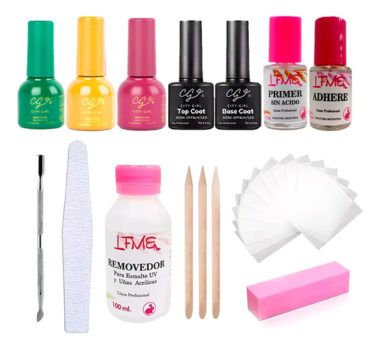 Set Insumos Semipermanentes Esmaltes Base Top X 13 Unidades