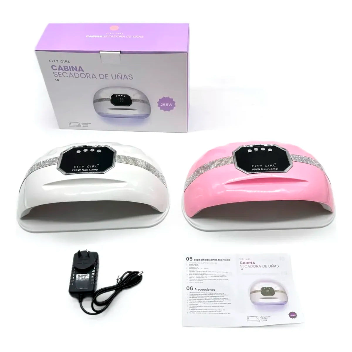 Cabina Lámpara Uv Led L6 268watts City Girl Diseño Strass