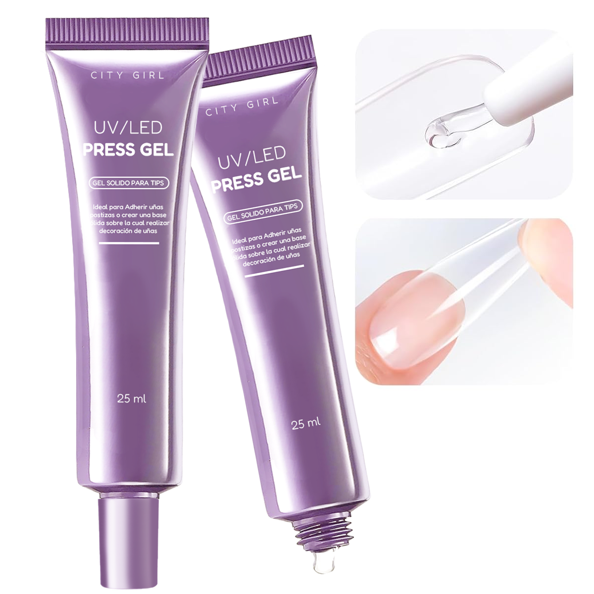 Press Gel Adhesivo Solido Uñas Postizas Manicura Tips Soft Gel Esculpidas