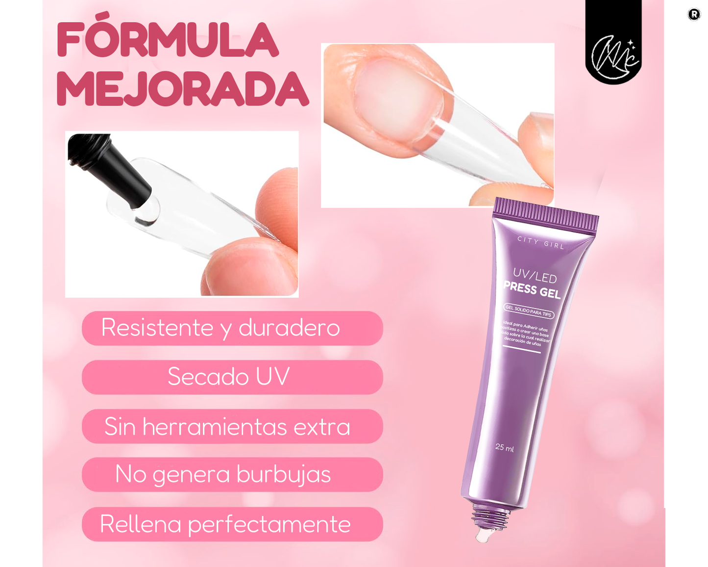 Press Gel Adhesivo Solido Uñas Postizas Manicura Tips Soft Gel Esculpidas
