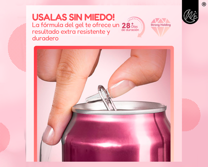 Press Gel Adhesivo Solido Uñas Postizas Manicura Tips Soft Gel Esculpidas