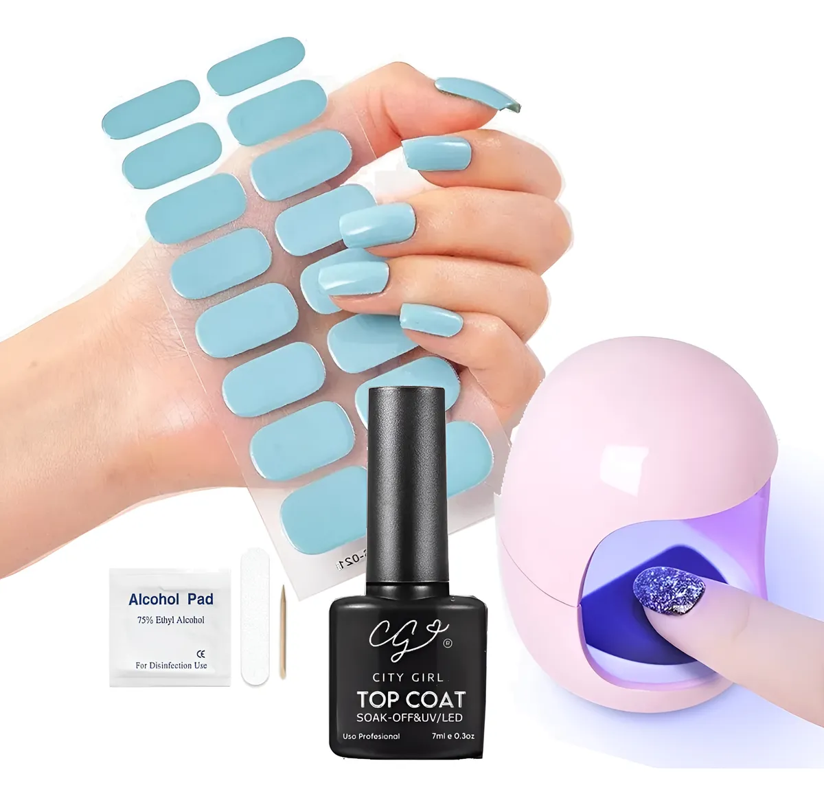 Sticker Gel Autoadhesivos Nail Strips Cabina Top Coat Uv Led