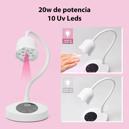 Cabina Uv Led Flor 20w Paris Night Uñas Lampara Tactil Blanco