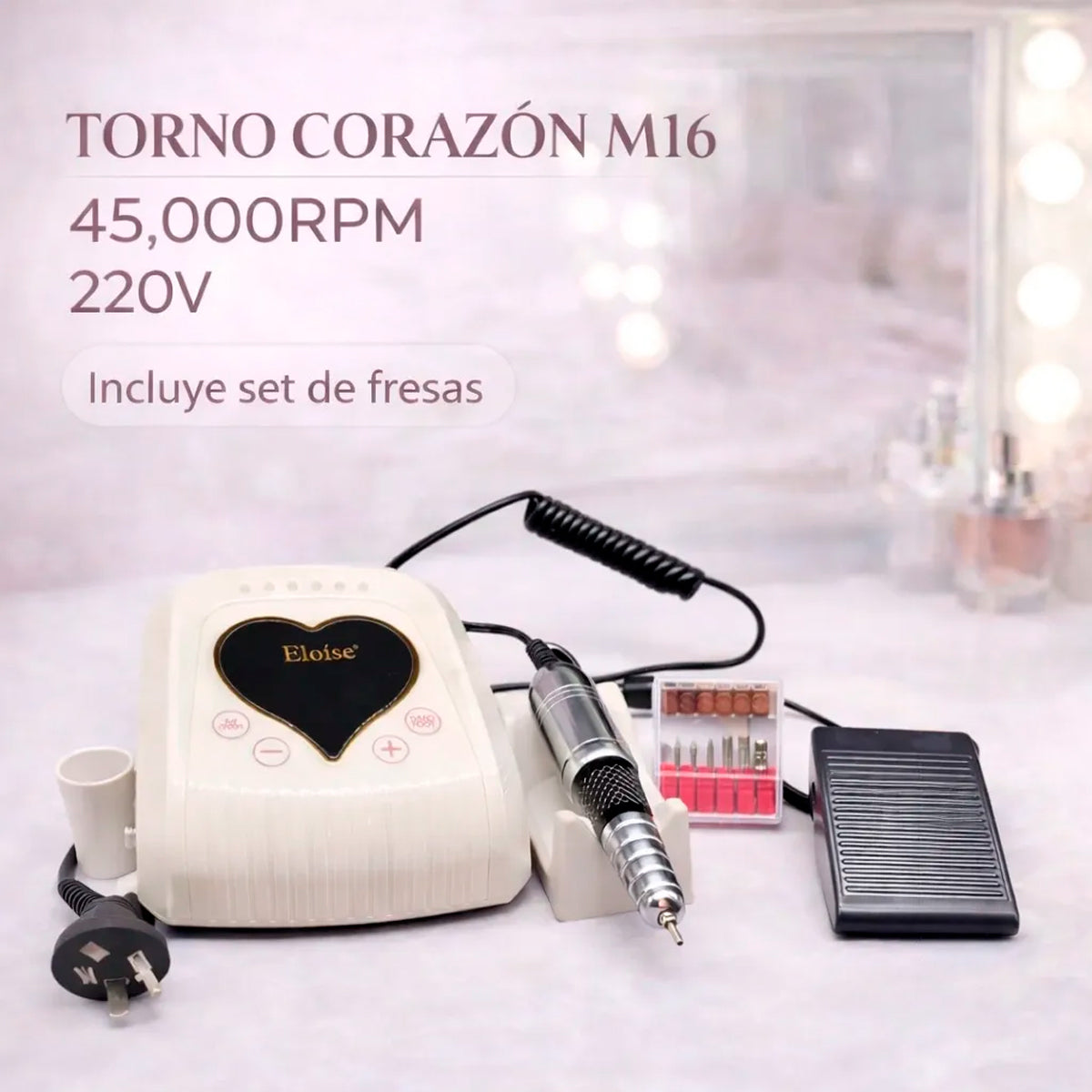 Torno Uñas Corazón Manicura 45000rpm Eloíse 220v